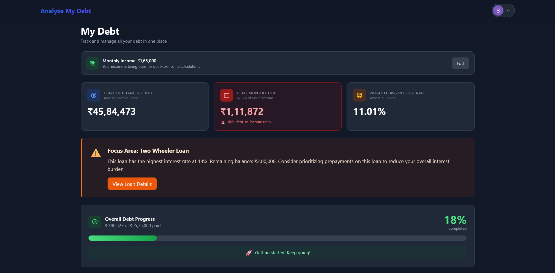 Dashboard - Dark Theme